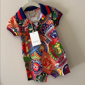 Gucci “Guccify Yourself” Baby Romper 9-12 Months